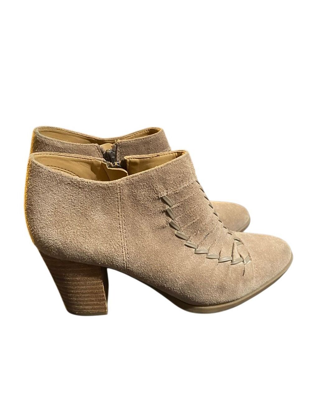 Franco Sarto diamond woven ankle suede booty camel 7.5